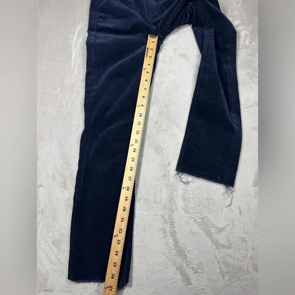MOTHER Mid Rise Dazzler Corduroy Ankle Fray Night Sky Dark Navy Blue Pants 24 - Picture 13 of 16